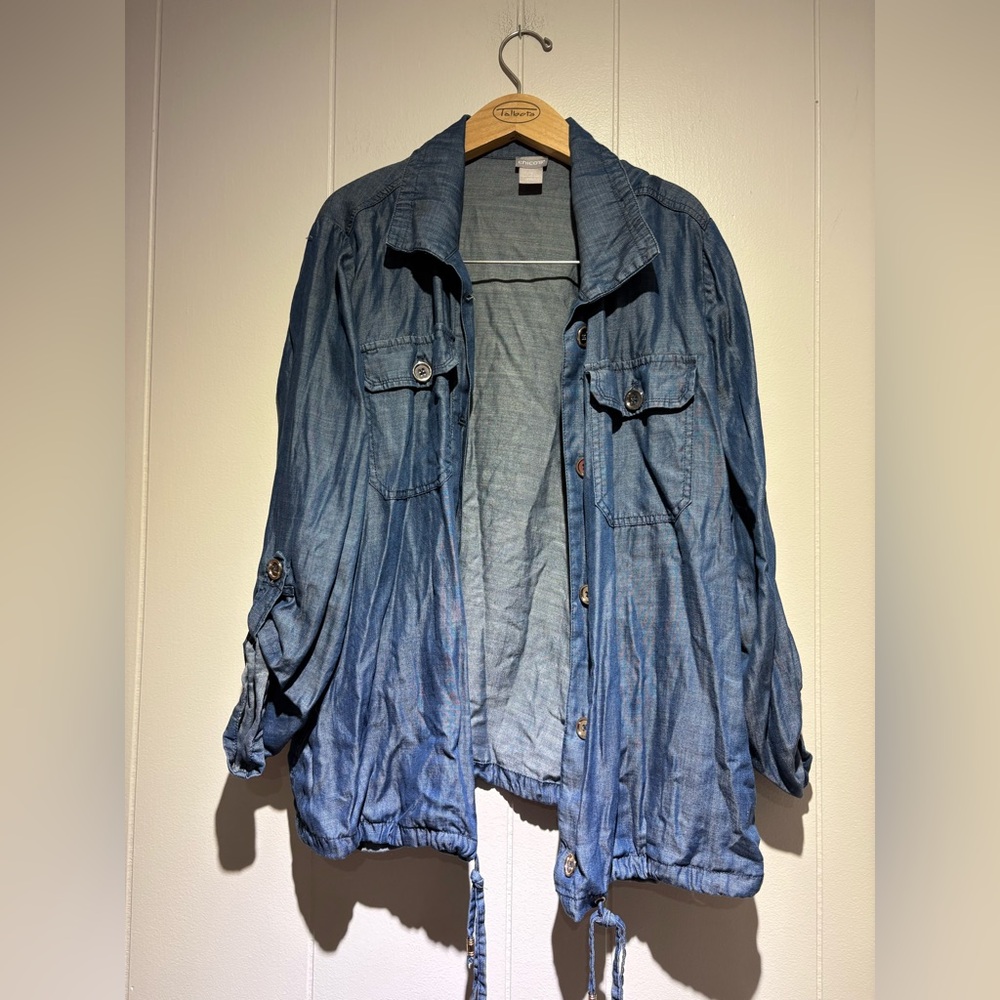 Chico’s Tencel chambray denim jacket 3 XL 16/18